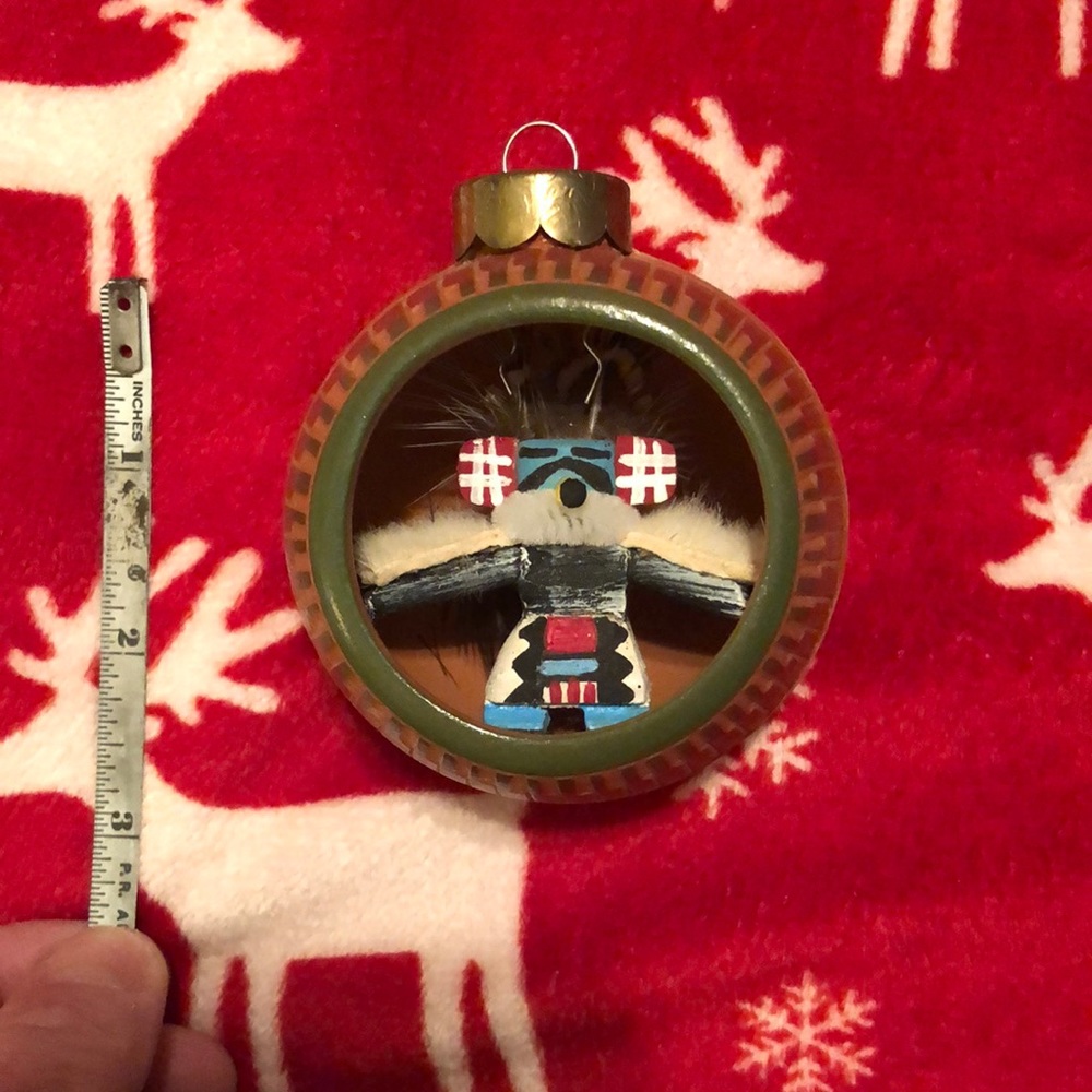 Vintage Christmas Tree Ornament Kachina Diorama Southwest Decor signed